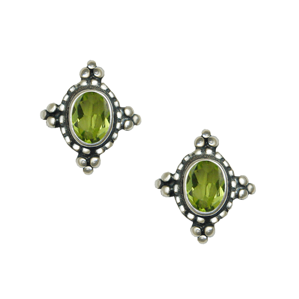 Sterling Silver Petite Peridot Post Stud Earrings